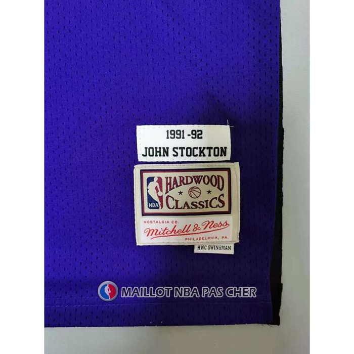 Maillot Utah Jazz John Stockton NO 12 Mitchell & Ness 1991-92  volet